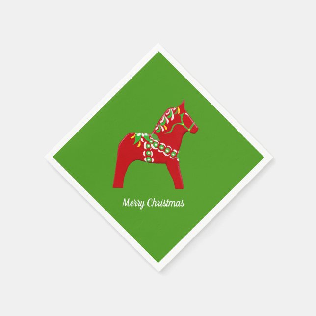 Christmas Dala Horses Paper Napkins (Corner)