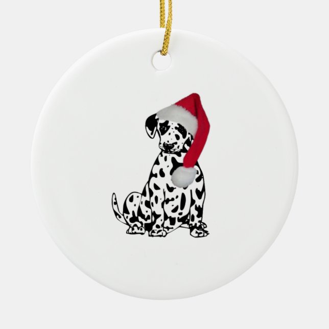 Christmas Dalmatian Ceramic Ornament (Front)