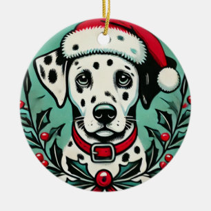 Christmas Dalmatian Ceramic Ornament