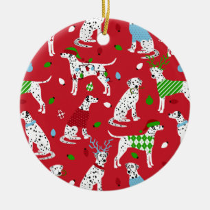 Christmas Dalmatian Ceramic Ornament