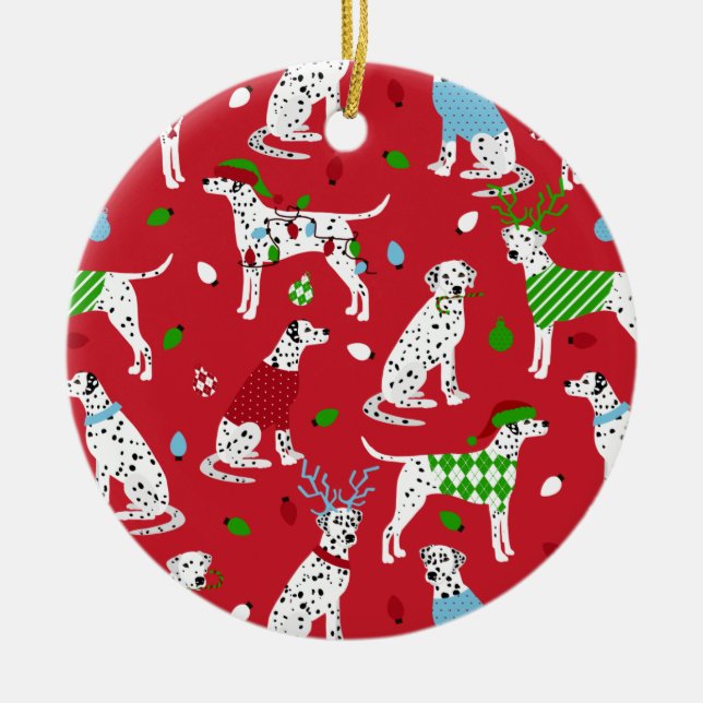Christmas Dalmatian Ceramic Ornament (Front)