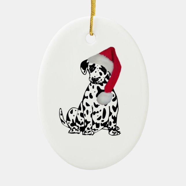 Christmas Dalmatian Ceramic Ornament (Front)
