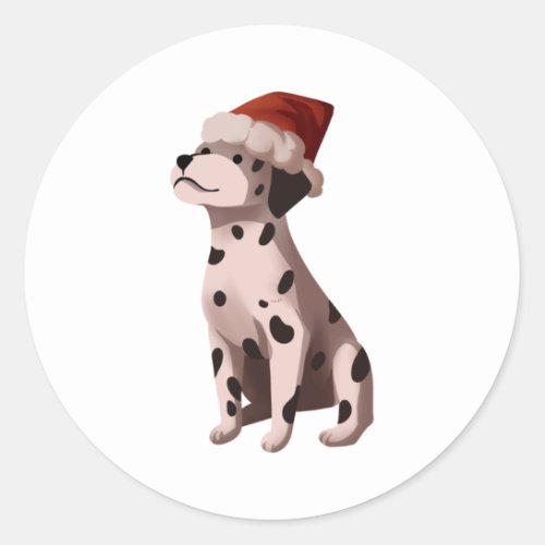 christmas dalmatian Classic T_Shirt Classic Round Sticker