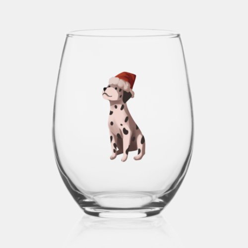 christmas dalmatian Classic T_Shirt Stemless Wine Glass