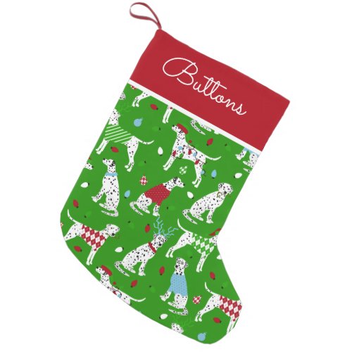 Christmas Dalmatian Custom Name Small Christmas Stocking