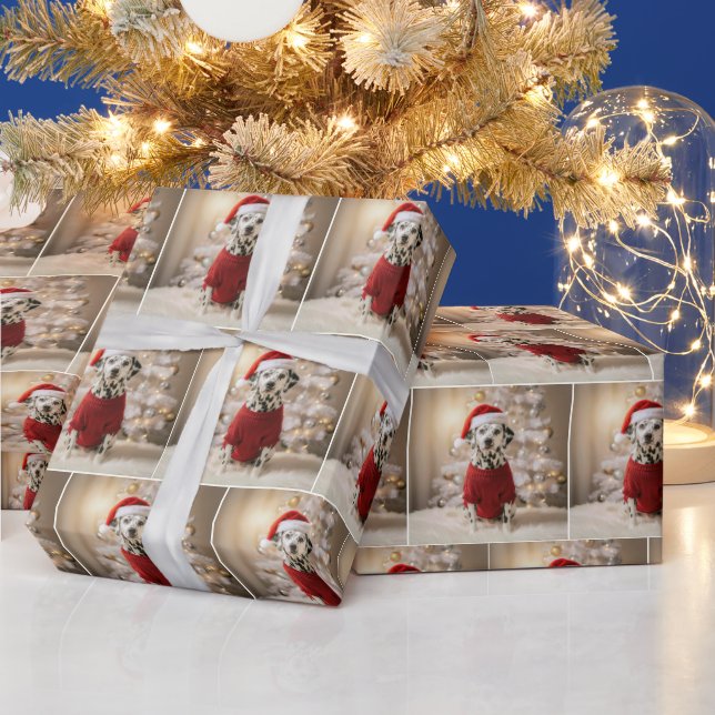 Christmas Dalmatian Dog In a Red Sweater Wrapping Paper (Holidays)