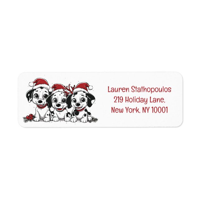 Christmas Dalmatian Dogs Label (Front)