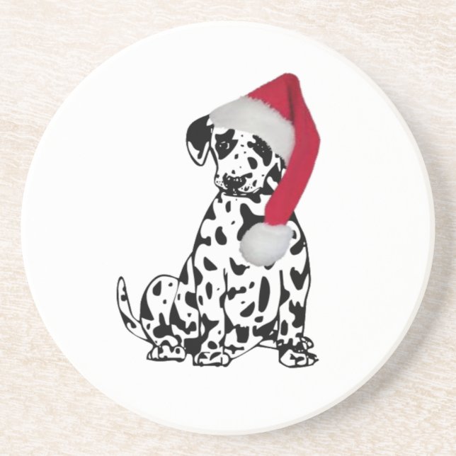 Christmas Dalmatian Drink Coaster (Front)