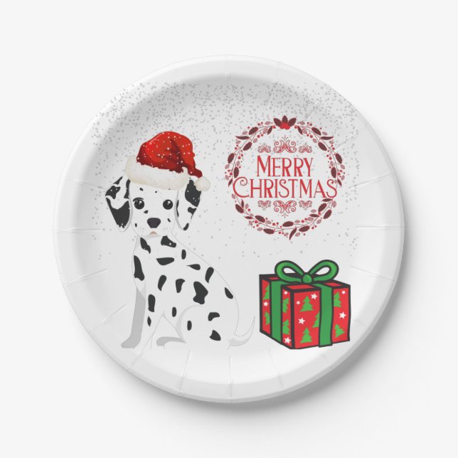 Christmas Dalmatian & gifts paper plates! Paper Plates (Front)
