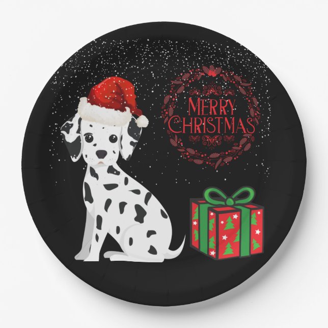 Christmas Dalmatian & gifts paper plates! Paper Plates (Front)