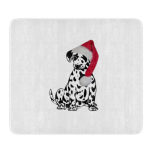 Christmas Dalmatian Glass Cutting Board