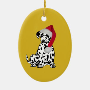 Christmas Dalmatian Gold Ceramic Ornament
