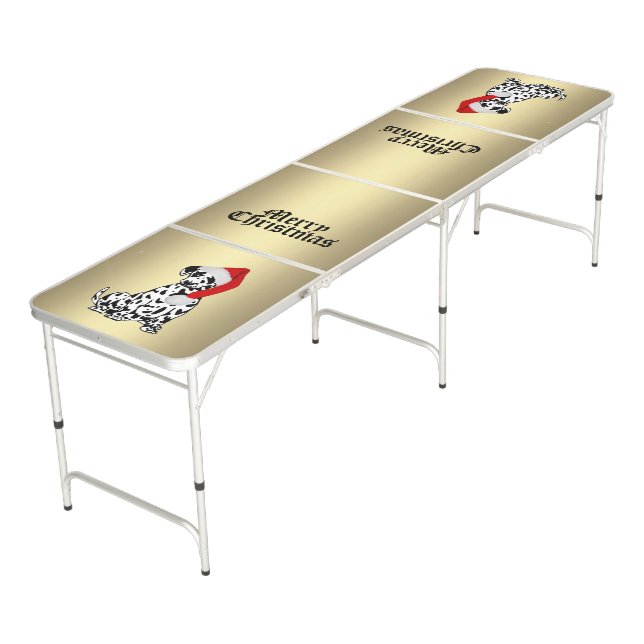 Christmas Dalmatian Gold Game Table (Angled)
