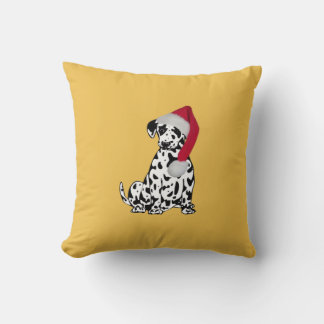 Christmas Dalmatian Gold Throw Pillow