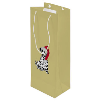 Christmas Dalmatian Gold Wine Gift Bag