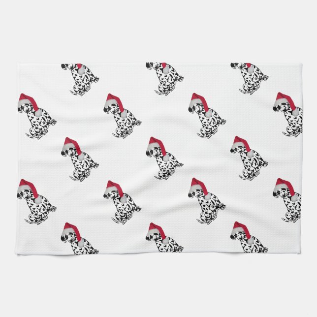 Christmas Dalmatian Kitchen Towel (Horizontal)