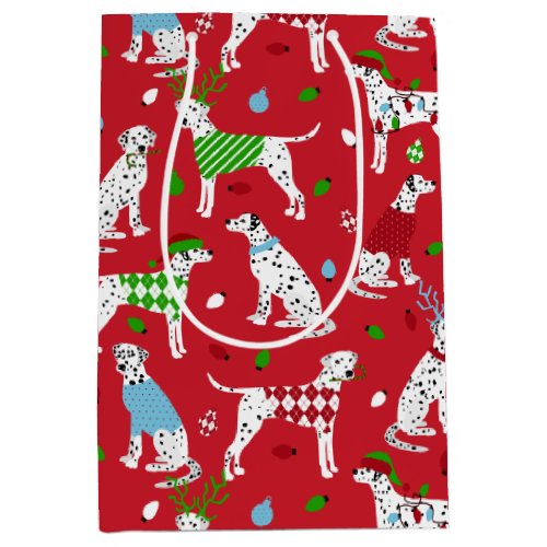 Christmas Dalmatian Medium Gift Bag