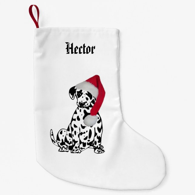Christmas Dalmatian Name Small Christmas Stocking (Front)