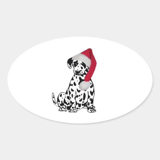 Christmas Dalmatian Oval Sticker (Front)