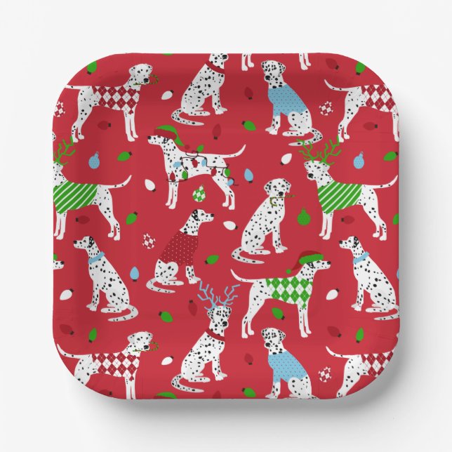 Christmas Dalmatian Paper Plates (Front)