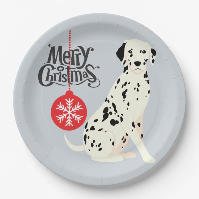 Christmas Dalmatian Paper Plates (Front)