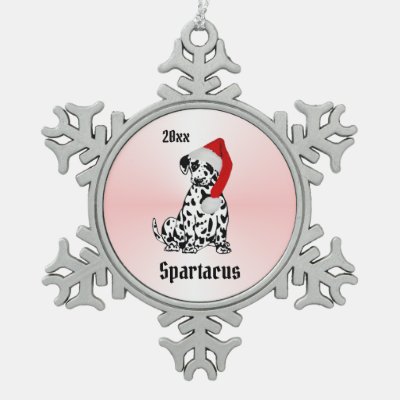 Christmas Dalmatian Personalized Snowflake Pewter Christmas Ornament