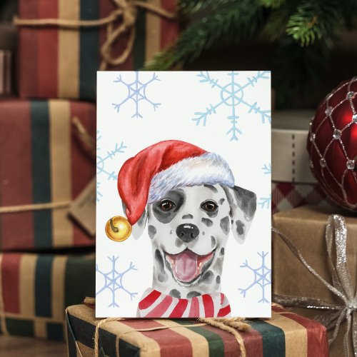 Christmas Dalmatian Pet Xmas Hat Scarf Funny Dog H Holiday Card