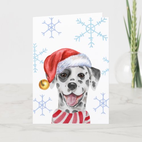 Christmas Dalmatian Pet Xmas Hat Scarf Funny Dog H Holiday Card