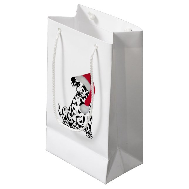 Christmas Dalmatian Small Gift Bag (Front Angled)