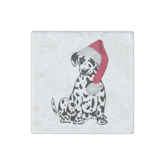 Christmas Dalmatian Stone Magnet (Front)
