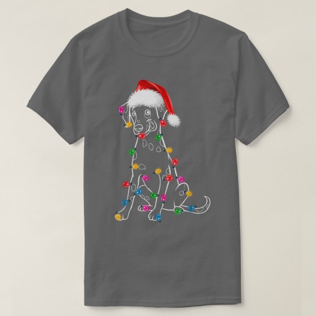 Christmas Dalmatian with Lights Santa Hat XMAS Fun T-Shirt (Design Front)