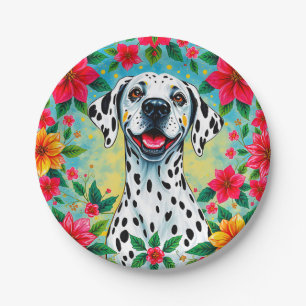 CHRISTMAS DALMATION ~ Dog flowers ~ Paper Plates