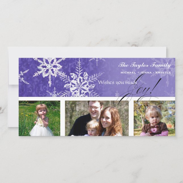 Christmas Damask Snowflake - Royal Purple Card (Front)