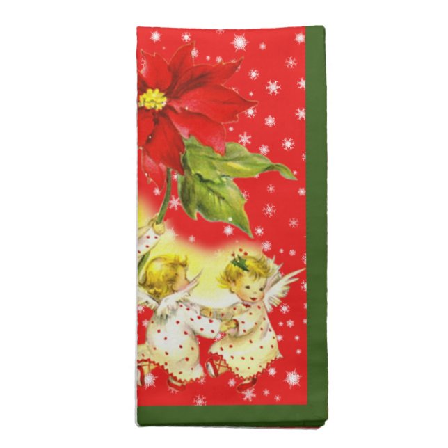 Christmas Dancing Baby Angels Cloth Napkins (Folded)