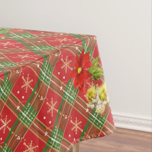 Christmas Dancing Baby Angels on Red Plaid Tablecloth