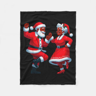 Christmas Dancing Black African American Santa Mrs Fleece Blanket