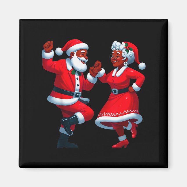 Christmas Dancing Black African American Santa Mrs Magnet (Front)