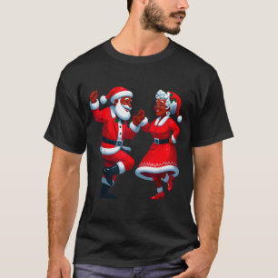 Christmas Dancing Black African American Santa Mrs T-Shirt