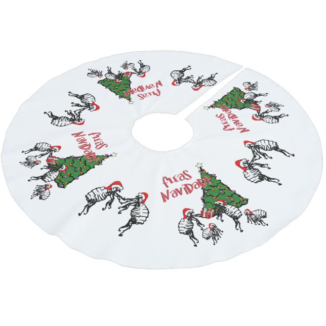 Christmas Dancing Fleas Navidad Brushed Polyester Tree Skirt (Angled)