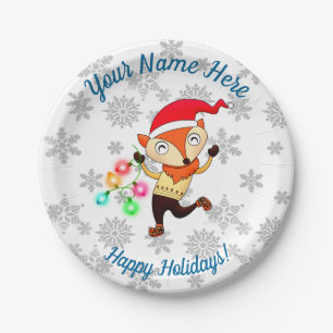 Christmas Dancing Fox Custom Paper Plates