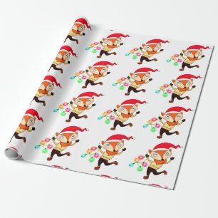 Christmas Dancing Fox Custom Wrapping Paper