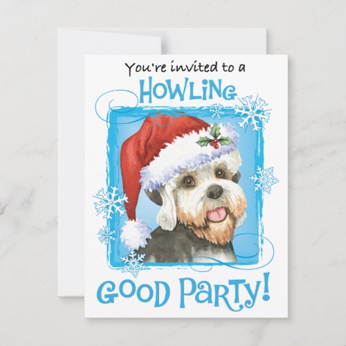 Christmas Dandie Dinmont Terrier Invitation