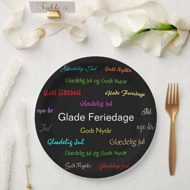 Christmas Danish Glade Feriedage Paper Plates (Wedding)
