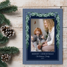 Christmas Dark Blue Stripes Bow Garlands 1 Photo