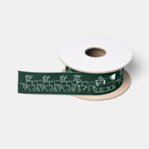 Christmas dark green Santa Reindeer pattern cute