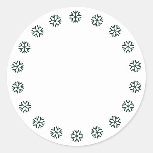 Christmas dark green snowflakes border blank cute classic round sticker