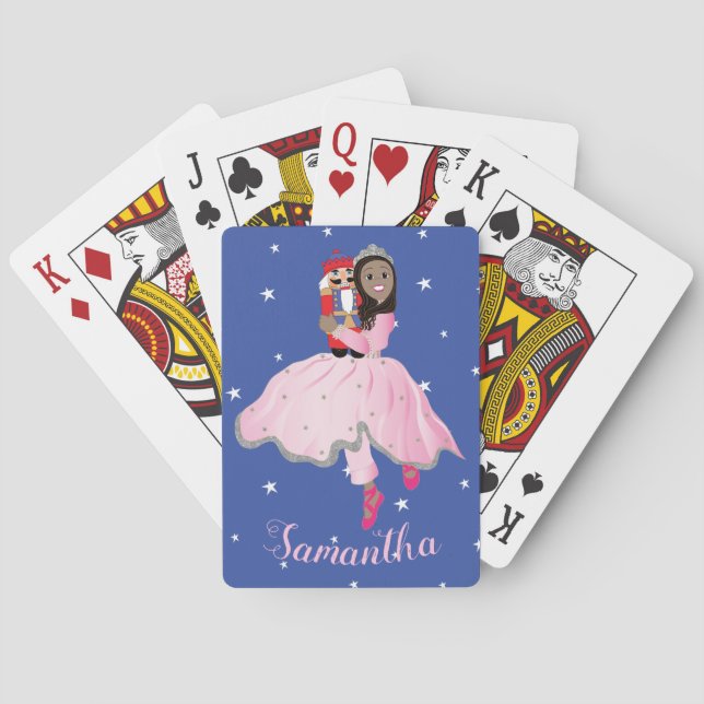 Christmas Dark Haired Ballerina Clara Poker Cards (Back)