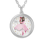 Christmas Dark Haired Ballerina Clara Silver Plated Necklace at Zazzle