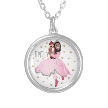 Christmas Dark Haired Ballerina Clara Silver Plated Necklace by ChristmasHappy at Zazzle