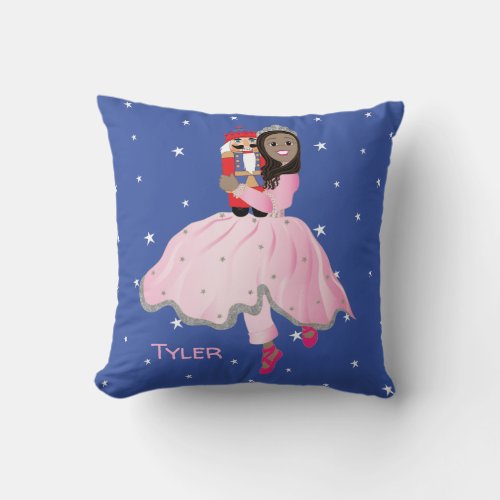 Christmas Dark Haired Ballerina Clara Throw Pillow